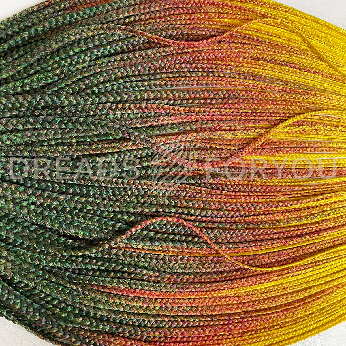 DE Braids D-GREEN/HOT PLUM/YELLOW STOCK 60 cm