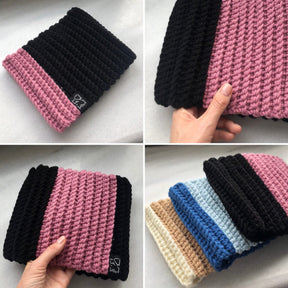 STRIPE Wool/Acryl Beanie Black/Pink